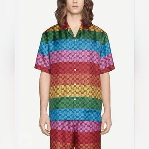 Gucci GG Multicolor epaulette twill shirt